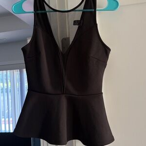 Forever 21 Black Mesh Peplum Top